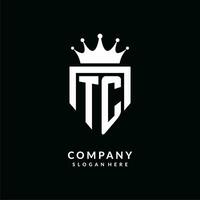 Letter TC logo monogram emblem style with crown shape design template vector