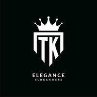 letra tk logo monograma emblema estilo con corona forma diseño modelo vector