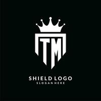 Letter TM logo monogram emblem style with crown shape design template vector