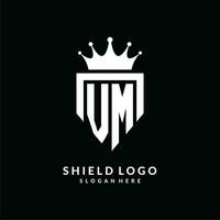 Letter VM logo monogram emblem style with crown shape design template vector