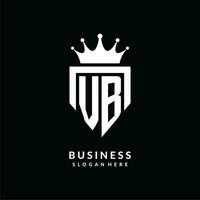 Letter VB logo monogram emblem style with crown shape design template vector