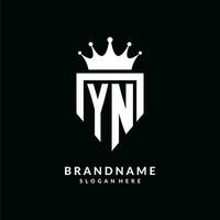 Letter YN logo monogram emblem style with crown shape design template vector