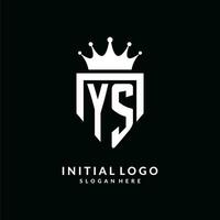 Letter YS logo monogram emblem style with crown shape design template vector