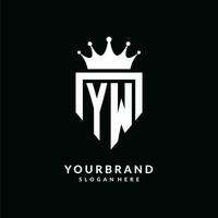 Letter YW logo monogram emblem style with crown shape design template vector