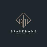 AI initial logo with curved rectangle style design vector