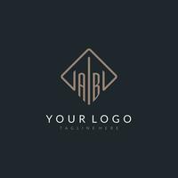 AB initial logo with curved rectangle style design vector