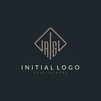 AG initial logo with curved rectangle style design vector