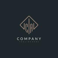 CA initial logo with curved rectangle style design vector