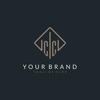 CC initial logo with curved rectangle style design vector