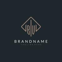 BV initial logo with curved rectangle style design vector