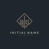 BS initial logo with curved rectangle style design vector