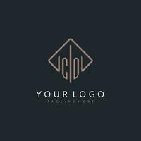 CO initial logo with curved rectangle style design vector