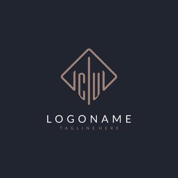 CU initial logo with curved rectangle style design vector
