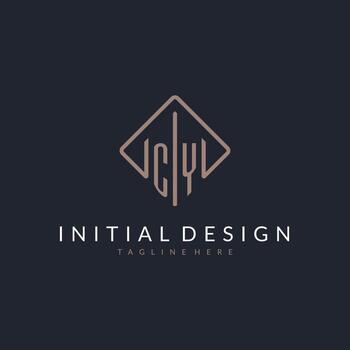 CY initial logo with curved rectangle style design vector