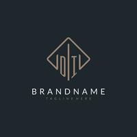 DI initial logo with curved rectangle style design vector