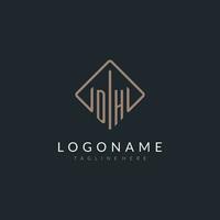 DH initial logo with curved rectangle style design vector