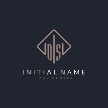 DS initial logo with curved rectangle style design vector