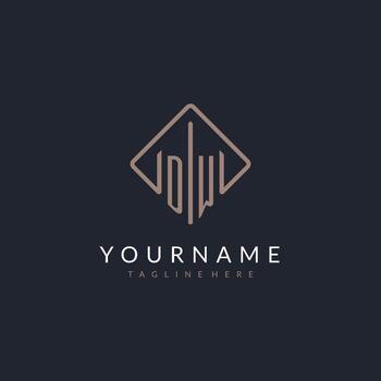 DW initial logo with curved rectangle style design vector