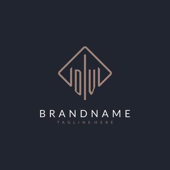 DV initial logo with curved rectangle style design vector