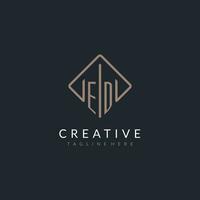 ED initial logo with curved rectangle style design vector