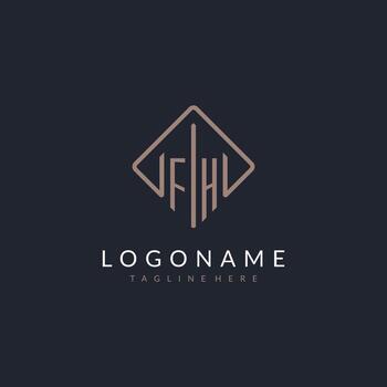 fh inicial logo con curvo rectángulo estilo diseño vector