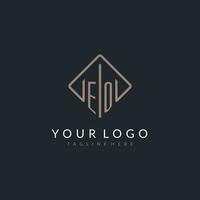 EO initial logo with curved rectangle style design vector