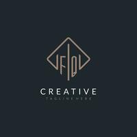 FQ initial logo with curved rectangle style design vector