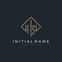 FS initial logo with curved rectangle style design vector