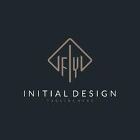FY initial logo with curved rectangle style design vector
