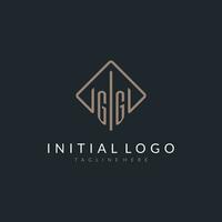 GG initial logo with curved rectangle style design vector