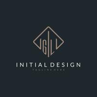 gl inicial logo con curvo rectángulo estilo diseño vector