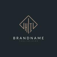 HI initial logo with curved rectangle style design vector