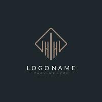 HH initial logo with curved rectangle style design vector