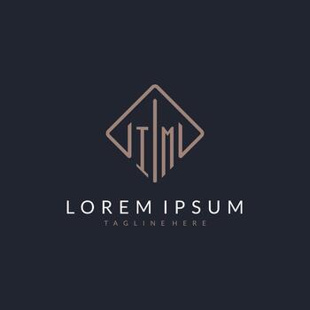IM initial logo with curved rectangle style design vector