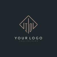 IO initial logo with curved rectangle style design vector