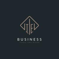 IE initial logo with curved rectangle style design vector