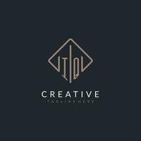 IQ initial logo with curved rectangle style design vector