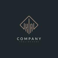KA initial logo with curved rectangle style design vector