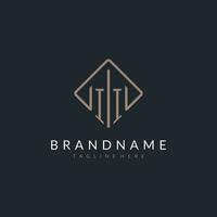 II initial logo with curved rectangle style design vector