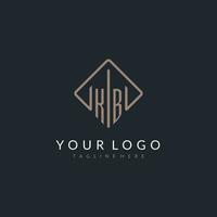 KB initial logo with curved rectangle style design vector