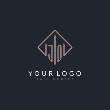 JO initial logo with curved rectangle style design vector
