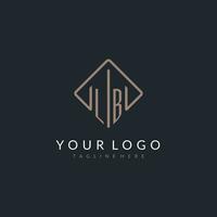 LB initial logo with curved rectangle style design vector