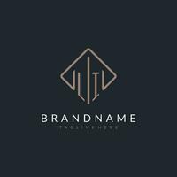 LI initial logo with curved rectangle style design vector