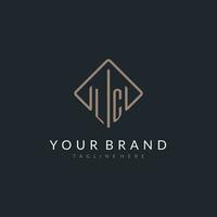 LC initial logo with curved rectangle style design vector