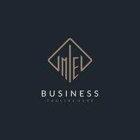 ME initial logo with curved rectangle style design vector