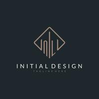 NL initial logo with curved rectangle style design vector