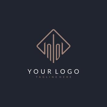 NO initial logo with curved rectangle style design vector