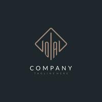 OA initial logo with curved rectangle style design vector