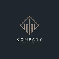 OA initial logo with curved rectangle style design vector