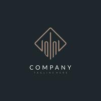 ON initial logo with curved rectangle style design vector